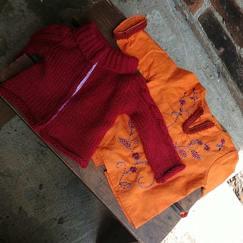 American Girl doll shirt and sweater